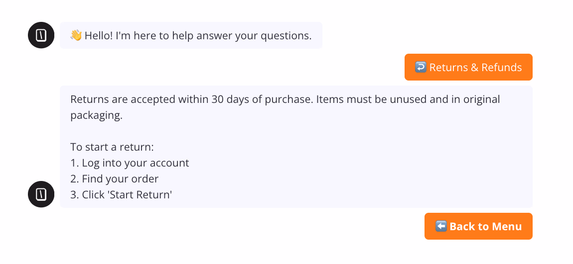 Chatbot Returns Information