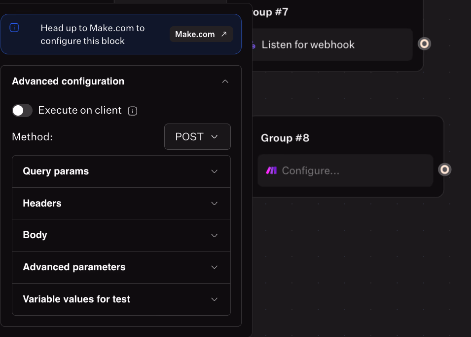 Make Com Configuration Screen