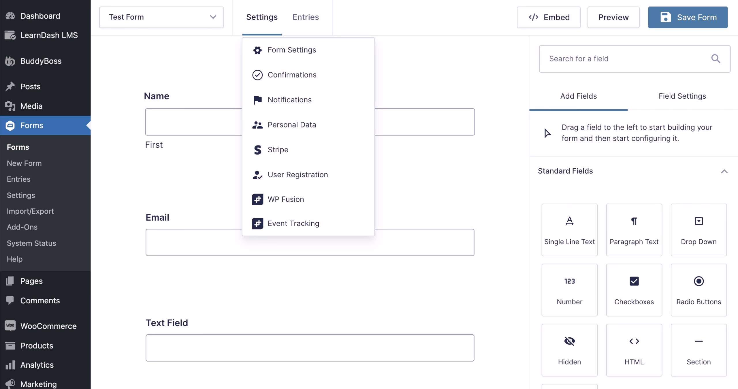 Form Builder Interface Screenshot