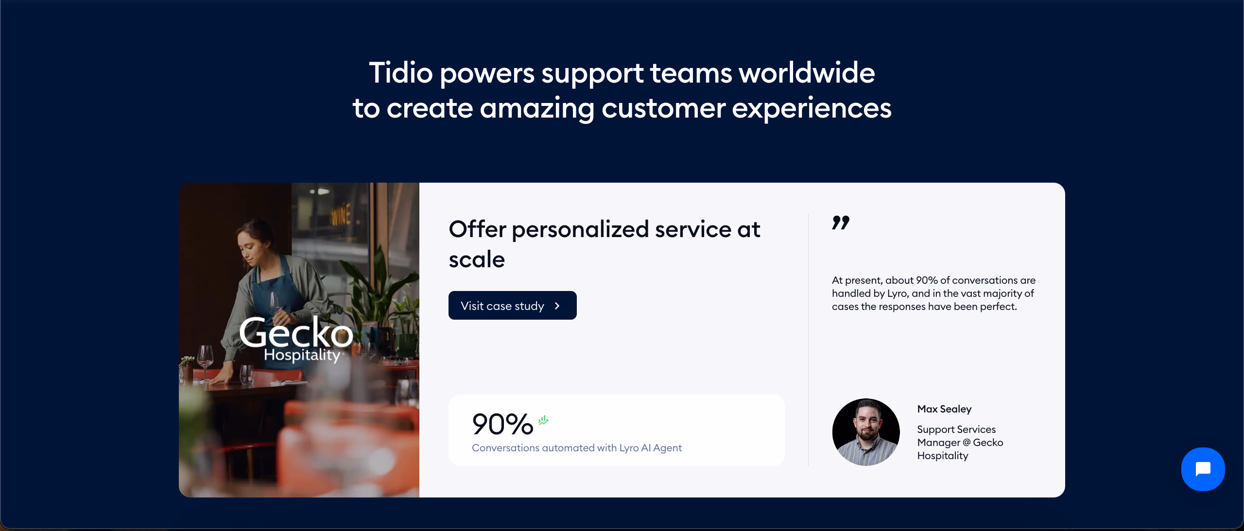 Tidio Customer Support Example