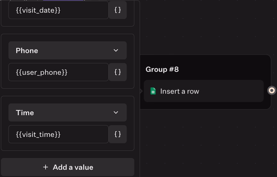 form with data fields