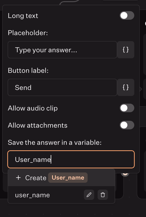 settings panel user name