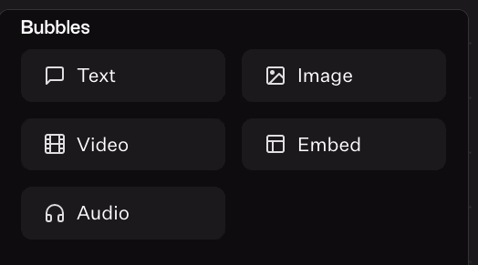 Bubbles Content Options Menu