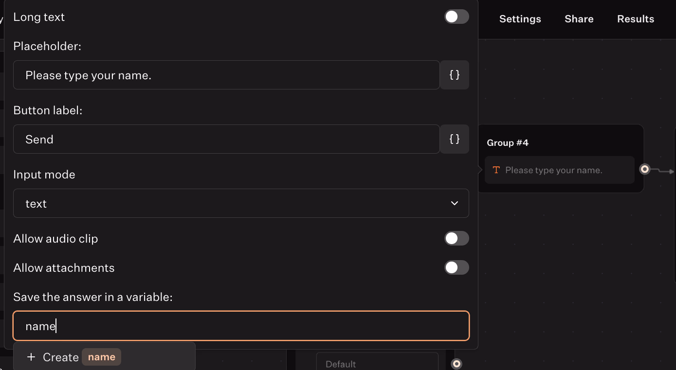 Form Input Settings Name