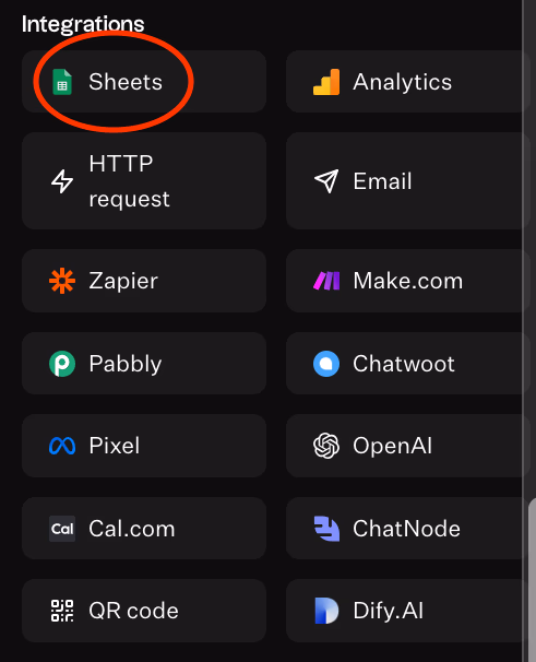 Integrations Sheets Analytics Email Zapier