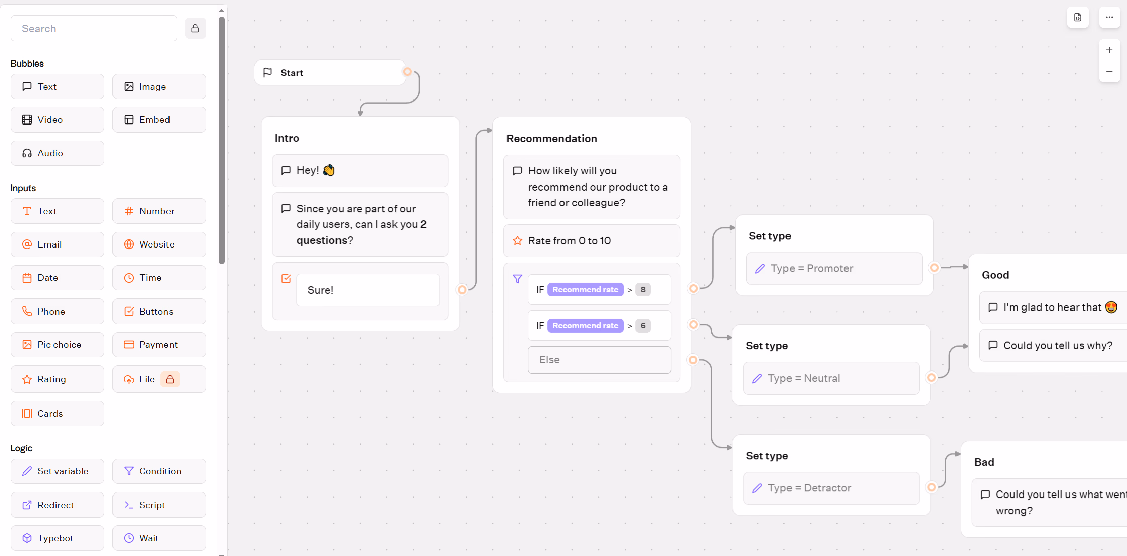Flowchart survey design tool
