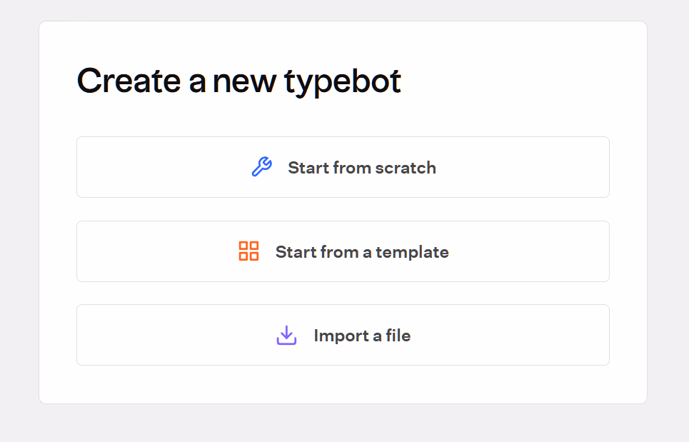 Typebot creation options 3