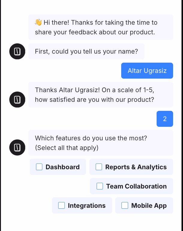 Product Feedback Survey Interface