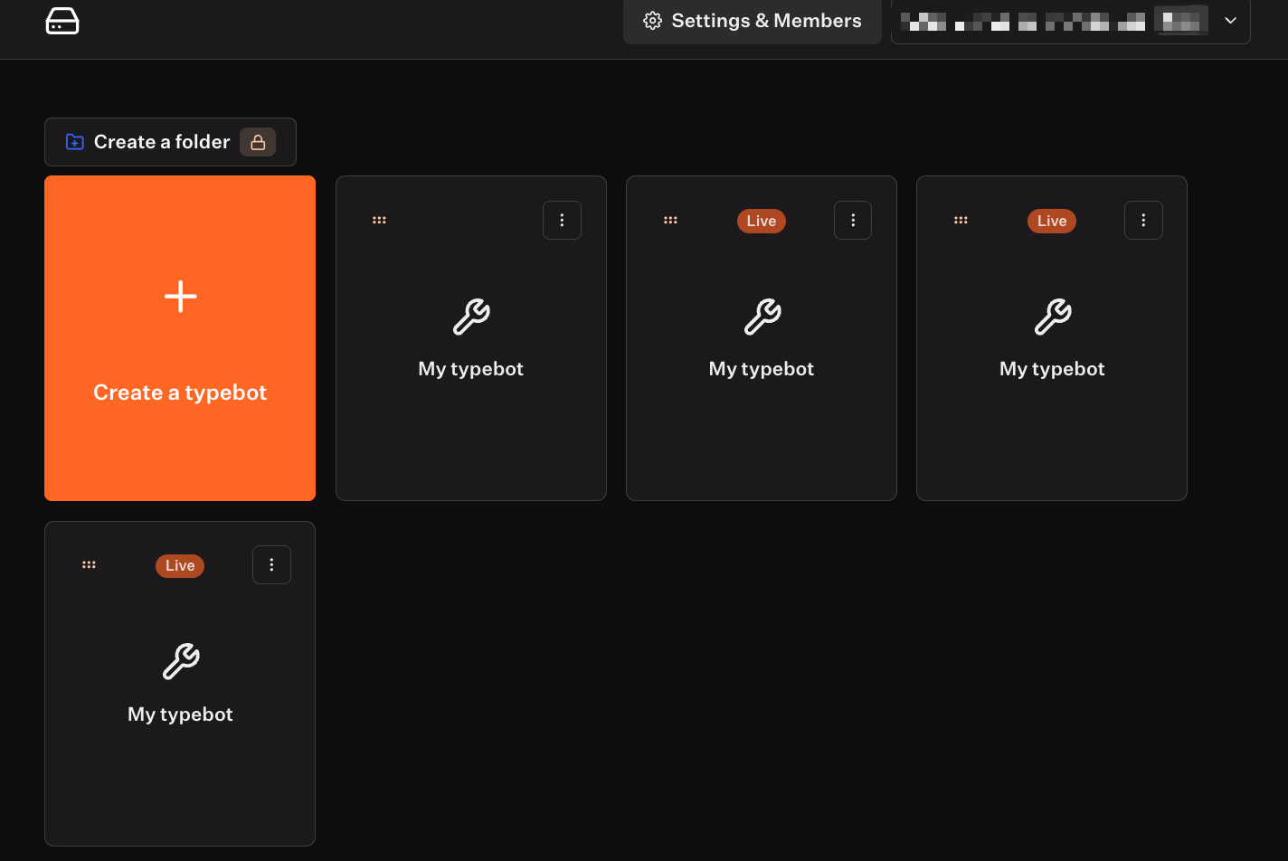 Typebot Dashboard View