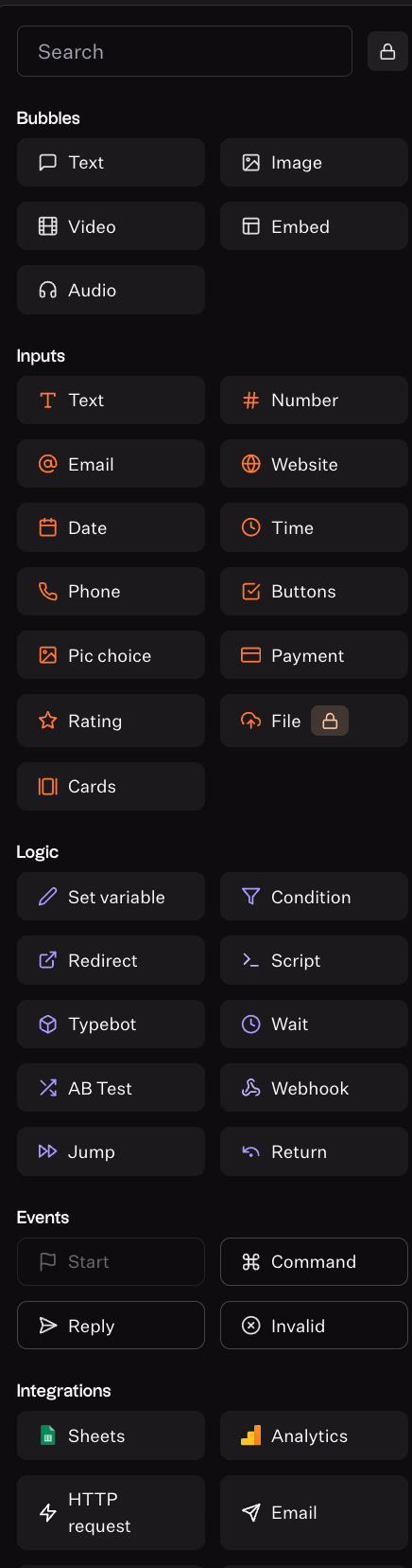 Typebot Editor Interface Elements