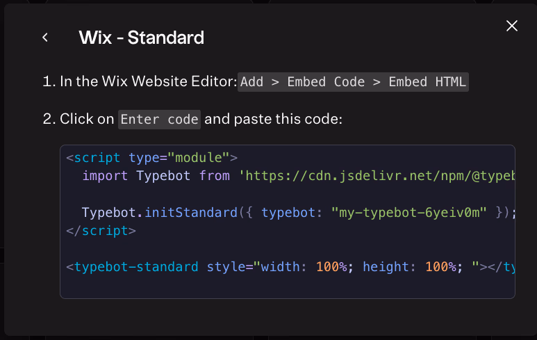 Wix Embed Code Instructions