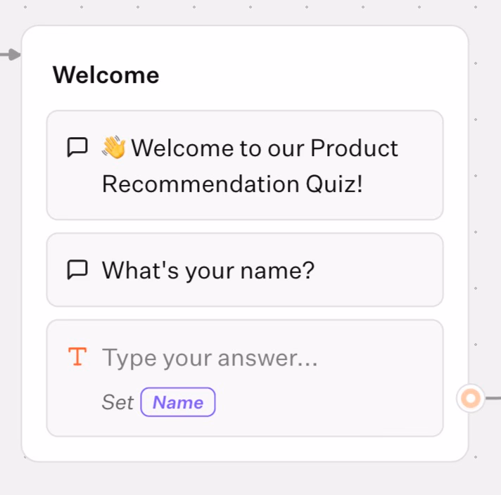 product recommendation quiz ui
