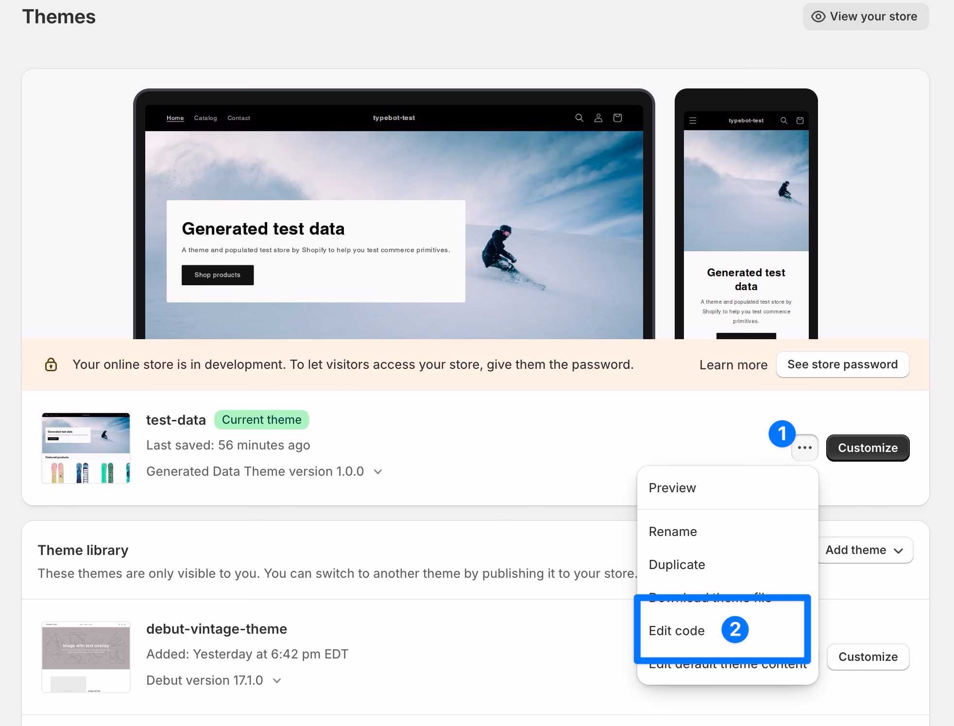 shopify themes edit code
