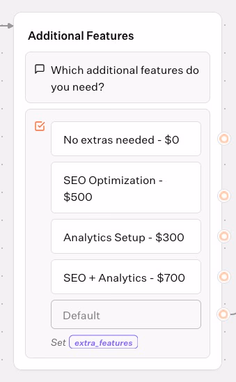 additional features options list