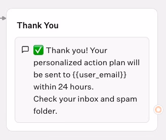 Thank You Confirmation Message