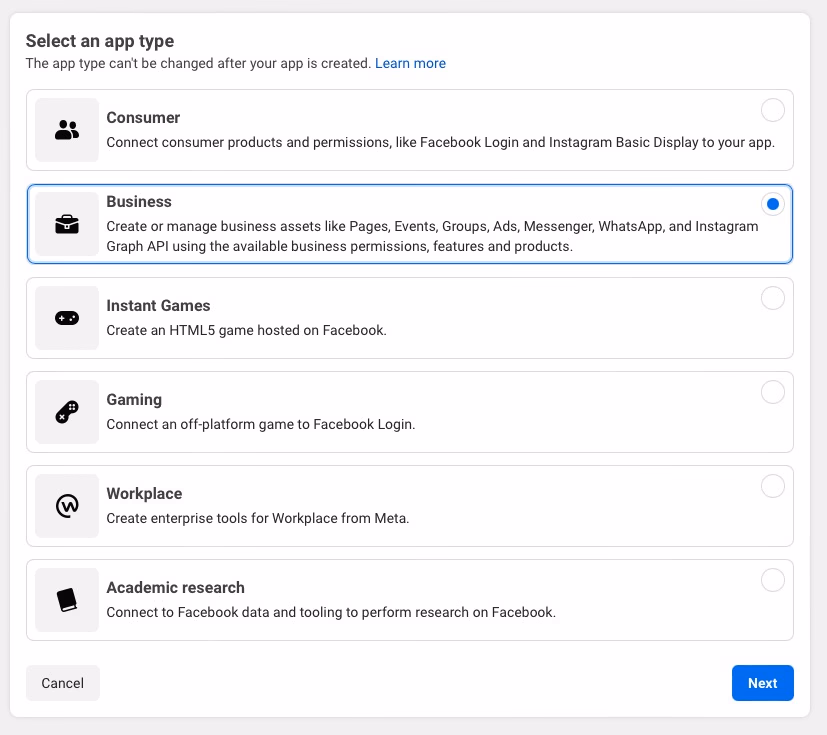 App Type Selection Ui