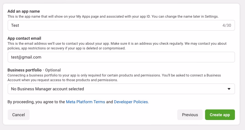 Create App Form Fields