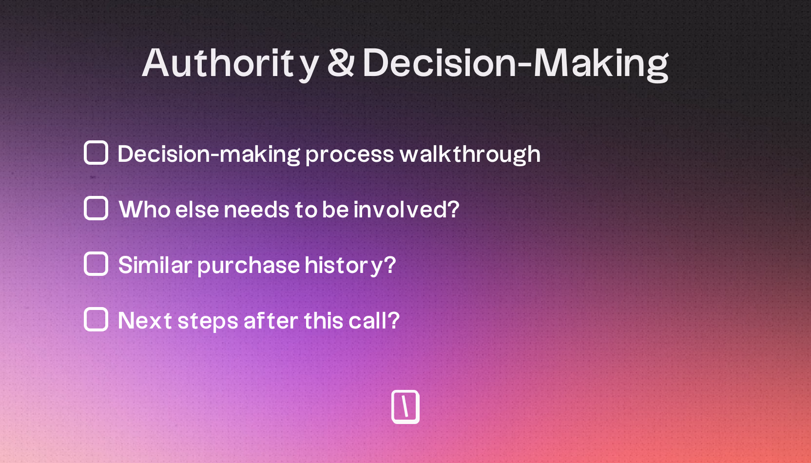 Decision Making Considerations Qualification Checklist