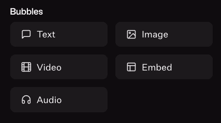 Bubbles Content Options Menu