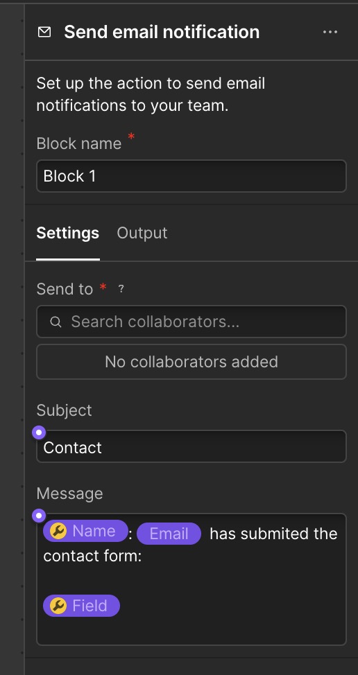 Send Email Notification Configuration