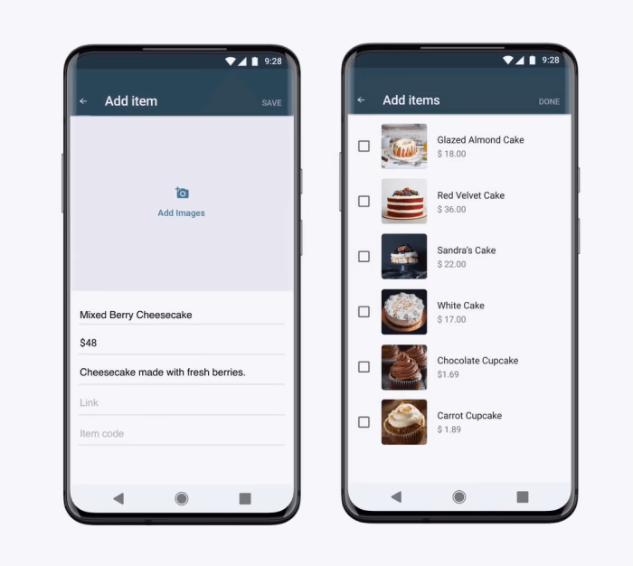 cake ordering app ui