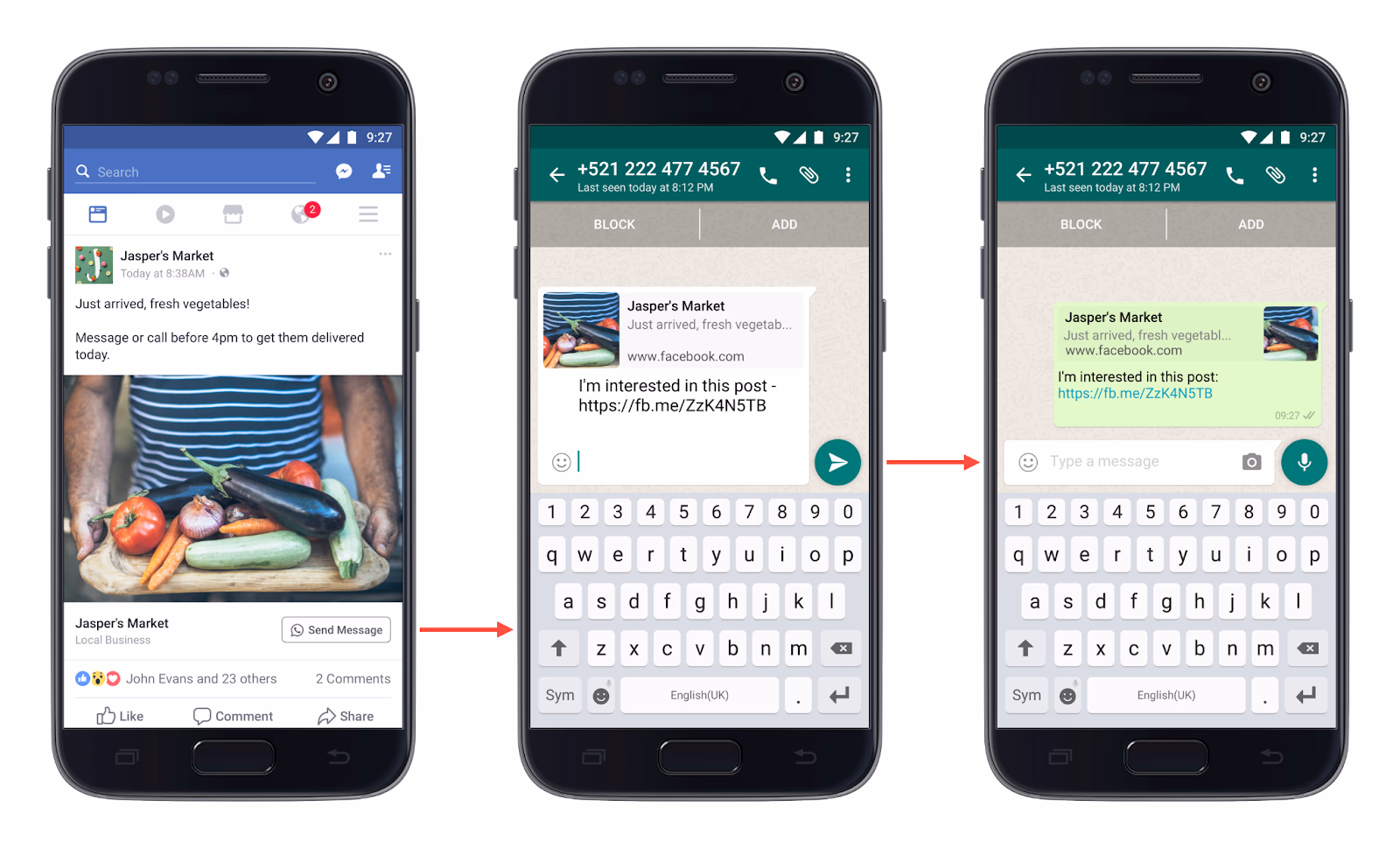 phones facebook whatsapp message