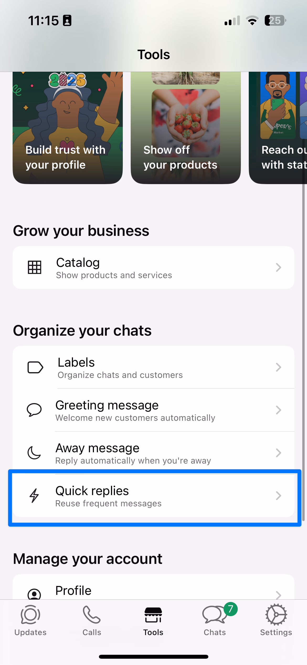 Whatsapp Business Tools Quick Replies Screen