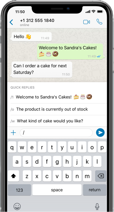 Whatsapp business quick replies